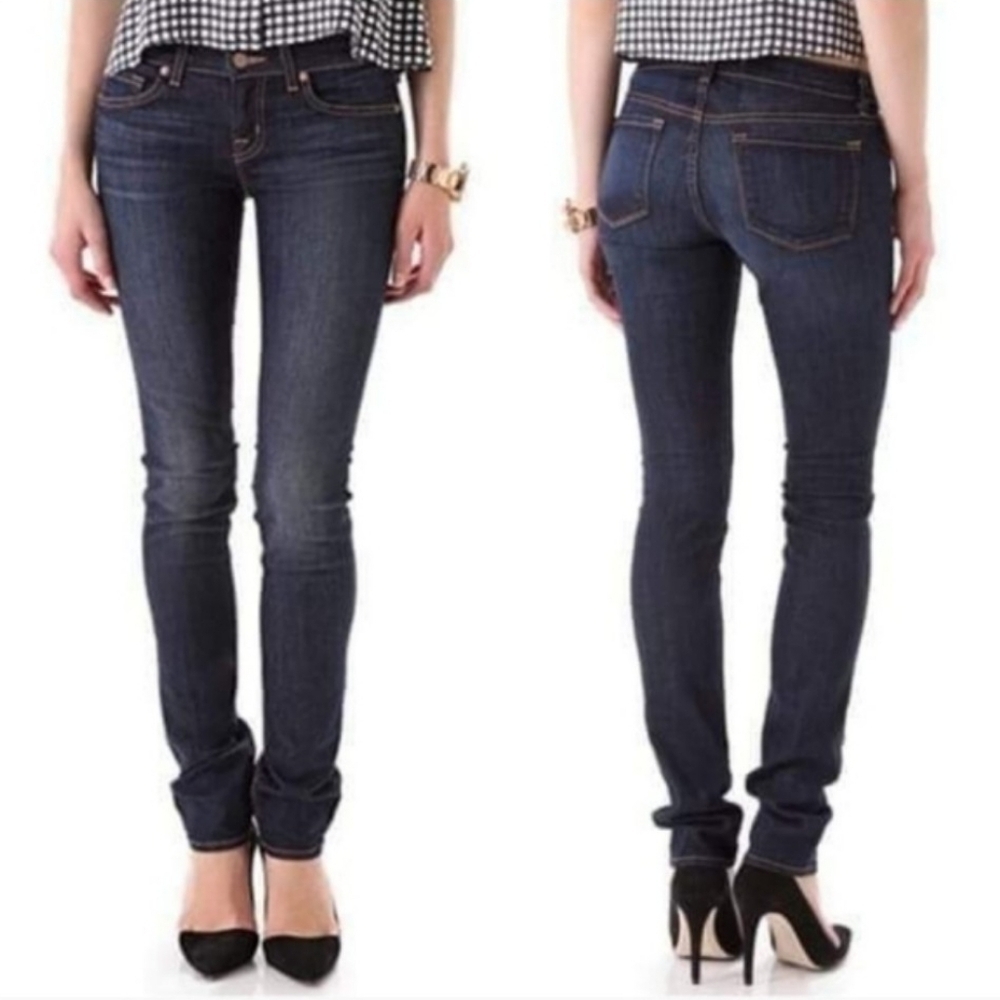 J Brand Pencil Leg The Leo Jeans Dark Vintage Blue Super Skinny Tall Summer